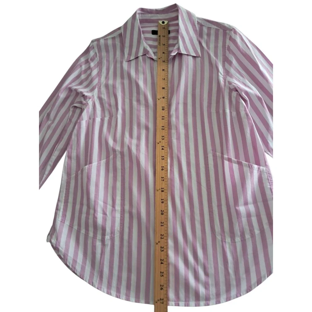 NWT J. Crew Top Women's XS Pink White Collared Popover Tunic Striped Preppy Work - Picture 12 of 13